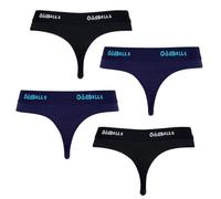 OddBalls | Womens Thongs Multipack | 4 Pack | Womens Underwear | Knickers | Cotton Thong | Black & Midnight Bundle | Size 10