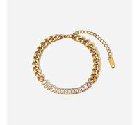 OdDdot 18k Gold Plated Stainless Steel Trendy Full Diamond Zircon Splicing Chain Bracelet For Women Jewelry Sophisticated Bracelet