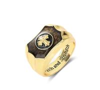 OdDdot Cross Signet Ring, 18K Gold Plated, Unisex, US Size 8, Classic, Ceremonies