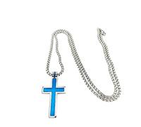 OdDdot Double Layer Blue Stainless Steel Minimalist Cross Necklace For Men Women Valentine's Day Casual Holiday Birthday Jewelry