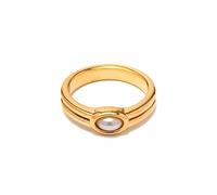 OdDdot Double Layer Stainless Steel Pearl Trendy Ring 18k Gold Plated Creative Charm Jewelry Ins Style Popular Design Ring Gift