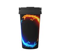 OdDdot Fire and Ice Dragons Print Travel Coffee Mug Insulated Coffee Cup Reusable Coffee Cups Vacuum Stainless Steel Mug