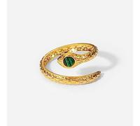 OdDdot Malachite Cobra Ring Woman Stainless Steel Adjustable Rings 18k Gold Plating Gift For Women Simplicity Ring Jewelry