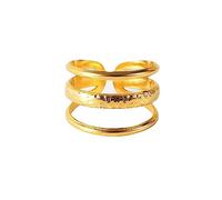 OdDdot Minimalism Stainless Steel Jewelry Geometric Three Layered Line Open Rings Adjustable 18k Gold Plated Rings For Women Gift