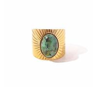 OdDdot Oval Turquoise Open Adjustable Ring Stainless Steel 18k Gold Plated French Jewelry for Women Gift Personality Creative Ring