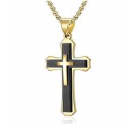 OdDdot Stainless Steel For Men Gold Silver Black Pendant Cross Necklace Personalized Casual Holiday Christmas Party Jewelry Gift