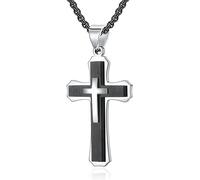 OdDdot Stainless Steel For Men Gold Silver Black Pendant Cross Necklace Personalized Casual Holiday Christmas Party Jewelry Gift