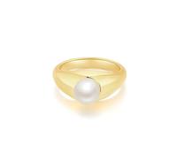 OdDdot Stainless Steel Rings for Women Freshwater Pearl Rings Casual Jewelry Pearl Croissants Wedding Ring Personality Style Ring