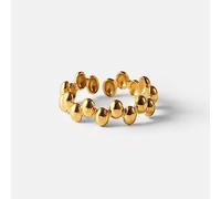 OdDdot Vintage Stainless Steel Jewelry Gold Beads Opening Ring Ins Style 18k Gold Plated Adjustable Party Rings Women Wedding Gift