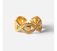 OdDdot Vogue Stainless Steel Eye Opening Rings For Women Jewelry 18k Gold Plated Finger Adjustable Rings Casual Trendy Party Gift