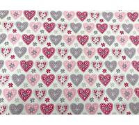 Oddies 100% Cotton Poplin Fabric - Pink & Lilac Love Hearts- 112cm wide - Sold per Metre - 130GSM