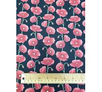 Oddies 100% Cotton Poplin Fabric - Red Poppy Flower Print on BLACK Background - Craft Fabric Material by the Metre (CPO460BLA