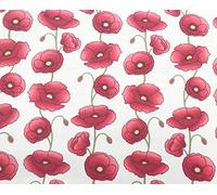 Oddies 100% Cotton Poplin Fabric - Red Poppy Flower Print on Ivory Background - Craft Fabric Material by the Metre (CPO460IVO)