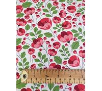 Oddies 100% Cotton Poplin Fabric - Red Poppy Flower Print on Ivory Background - Craft Fabric Material by the Metre (CPO482IVO)