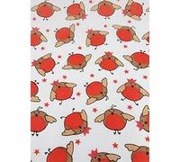 Oddies Textile Polycotton Fabric - Christmas Cheer Robins - Fabric Craft Material Metre -