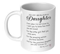 ODDITEES Sentimental Daughter Mug From Dad To My Beautiful Daughter 11oz White Ceramic Coffee Cup