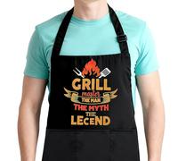 OddMart Grill Master BBQ Aprons for Men, Adjustable Aprons with 2 Pockets Waterproof Cooking Apron Birthday Christmas Funny Gift for Dad Son Husband Grandad