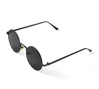 OddMart Round Sunglasses Mens Womens, Polarised Lens Tinted Sun Glasses UV400 Protection Classic Hippie Small Circle Retro Unisex Men Hippy Glasses Metal Black Frame