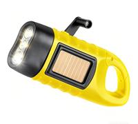 OddMart Wind Up LED Torch, Hand Crank Rechargeable Dynamo Solar Flashlight Portable Camping Torch Outdoor Emergency Flashlight for Climbing Hiking Survival Gear (Yellow)