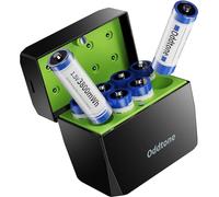 Oddtone 8-Pack Rechargeable AA Lithium Batteries with Charger, 1.5V Constant 3800mWh High Capacity Li-ion AA Battery Set, 1600+ Cycles for Xbox Controller, VR Gear, Smart Lock, Blink Camera