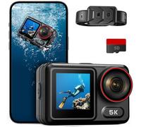 ODDV 5K30FPS Waterproof Action Camera with 64GB Card, IPX7 & 34FT Underwater Cameras, EIS 2.0 Stabilization, 2.4" Touch Screen, 2x1350mAh Batteries for Diving, Cycling, Outdoor Sports