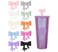 Oddyami 8mm Pink Bow Straw Cover Topper Compatible with Tumbler,Silicone Reusable Straw Cover Caps for Cups,Cute Colorful Straws Toppers Plugs Protector Accessories for Drinking Straws,10 Pcs