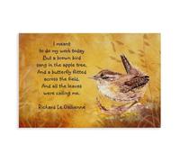 Ode to Spring Poem with Brown Bird Wren Poster Canvas Poster Bedroom Decor Landscape Office Room Decor Gift Unframe: 12x18inch(30x45cm)