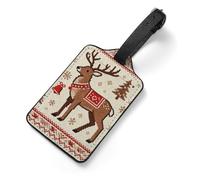 Ode to The Elk Luggage Tags for Suitcases, PU Leather Travel Baggage Tags with Stainless Steel Loops Privacy Name ID Cards, Waterproof Travel Essentials for Cruise, Airport, Business Trip