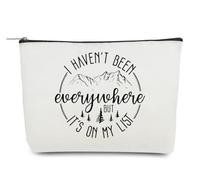 Odebyata World Travel Cosmetic Bag, Traveler Makeup Bag, Earth Adventure Fans Makeup Bag Organizer Bag Toiletry Bag for Traveler, I Haven't Been Everywhere But It's On My List, World A, 11