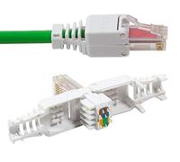 Odedo 2x Crimp Connector Tool Free CAT 6 UTP RJ45 Network Connector for Patch Cable Installation Cable up to 6.3 mm AWG 23-26 Tool-Free Installation with Gold-Plated Contacts white CAT 6 2x