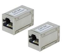 odedo Pack of 2 CAT 6A 10G 10Gigabit RJ45 LAN Connector Metal Shielded Extra Small Only 3 x 1.7 x 1.6 cm, Coupling CAT 6, 6A & CAT 7 Network Cable Extension, Inline Coupler STP