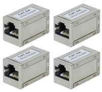 odedo Pack of 4 CAT 6A 10G 10Gigabit RJ45 LAN Connectors Metal Shielded Extra Small Only 3 x 1.7 x 1.6 cm Coupling CAT 6, 6A & CAT 7 Inline Coupler STP