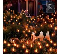 ODEETRONIC Halloween Pathway Lights - 3 Pack 30 LED Orange Candle Stake Lights, 7.54ft 8 Modes Outdoor Halloween Light Battery Operated, Waterproof & Timer Orange Light for Lawn, Path, Garden Decor