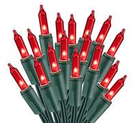 ODEETRONIC Red Christmas Strip Lights, 22ft 100pcs Incandescent Mini String Lights Connectable, UL Certified Green Wire Decorative Lights for Christmas Tree, Patio, Party