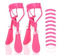 ODELY Eyelash Curler with Pads, Lash Curler 2 Pcs with 10 Extra Silicone Replacement Pads, Comfortable Grip for Effortless Curling - Eyelashes for The Perfect Eye Contour (Barbie Pink)