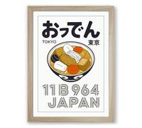 Oden Tokyo Vintage Framed Wall Art Print A2 (59.4×42cm) Oak, Wall Decor for Living Room, Bedroom, Office & Home, Ready to Hang, Art Gift