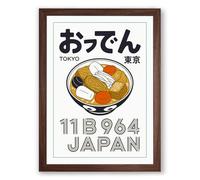 Oden Tokyo Vintage Framed Wall Art Print A3 (42×29.7cm) Walnut, Wall Decor for Living Room, Bedroom, Office & Home, Ready to Hang, Art Gift