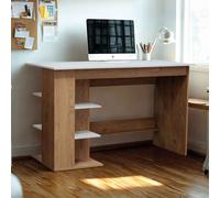 odenton wooden laptop desk with 2 shelves - white and oak