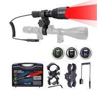 Odepro KL41 Plus LED Hunting Torch 384m Long Range, 2 Rechargeable Battery Torches with Red, Green, IR850, White, IP68 Flashlight with Remote Switch for Hunting, Outdoor, Camping, Hiking, Emergencies