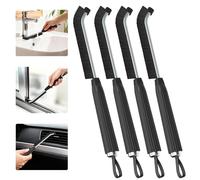 Oderra Crevice Cleaning Brush, 0.3mm Hard Bristle Grout Brush for Shower, Kitchen and Bathroom, Cleaning Brushes for Tile Gaps and Narrow Corners (4 Pcs, Black)