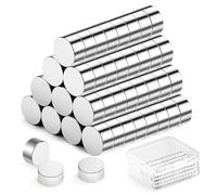 Oderra Pack of 60 Mini Magnets Round, Small, 6 x 3 mm, Neodymium, Fridge Magnets for Crafts, Magnets Strong Hold for Whiteboard, Notice Board, Magnetic Board, Door, Card, Screen