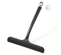Oderra Shower Window Squeegee and Floor Squeegee Made of Silicone/TPR 24 cm Black with Hook Accessory for Mirrors, Tiles, Shower and Glass, Streak-Free Cleaning, Clean and Hygienic