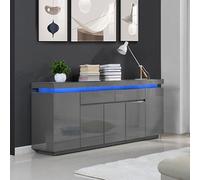 odessa grey high gloss sideboard with 5 door 2 drawer and led