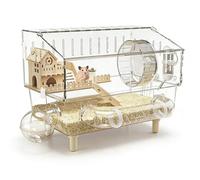 Odetina 2-Layer Acrylic Small Pet Cage 17.7x11x13.3 Inch Transparent Hamster Habitat for Chinchilla Ferret Hedgehog Gerbil Indoor Pet House