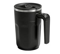 Odetina Automatic Stirring Coffee Mug with Temperature Display, Rechargeable 13.5oz Stainless Steel Mug with Lid, Suitable for Coffee Milk Beverages (Black)