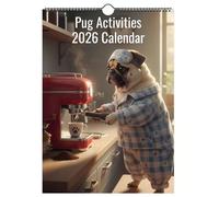 Odetina Cute Pug Calendar 2026, Spiral Binding 12-Month Wall Planner for Daily Scheduling, Novelty Dog Calendar, Thoughtful Gift for Dog Lovers