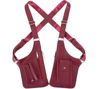 Odetina Men's Leather Adjustable Underarm Bag, Anti-Theft Double Straps Multi-Pocket Shoulder Bag for Camping Hiking Daily Commute (red)