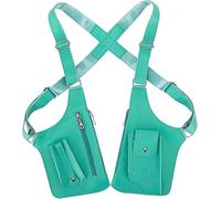 Odetina Men's Leather Adjustable Underarm Bag, Anti-Theft Double Straps Multi-Pocket Shoulder Bag for Camping Hiking Daily Commute (Turquoise)