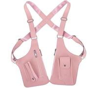 Odetina Men's Leather Adjustable Underarm Bag, Anti-Theft Double Straps Multi-Pocket Shoulder Bag for Camping Hiking Daily Commute (pink)