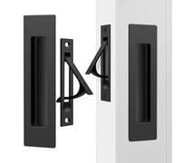 Odetina Pocket Door Hardware Set - 2 Recessed Flush Finger Pulls & 1 Edge Pull, 304 Stainless Steel Rust-Proof Pop-Up Design, Screws Included for Solid Wood Doors Bathroom Closet